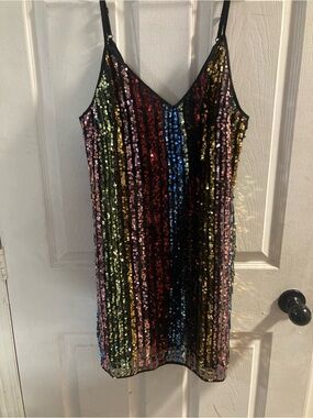 SHEIN Black Sequin Dress with Multicolor Shine